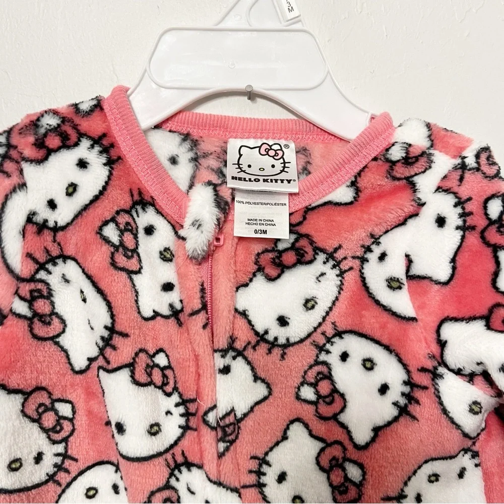 Hello Kitty Pink Baby Girl Footie Soft Fleece Pajamas Size 0-3 Months